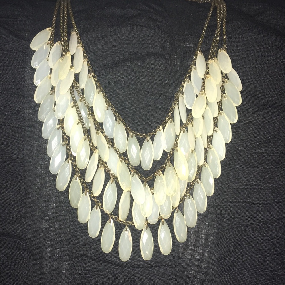 Opaque jewel bib necklace